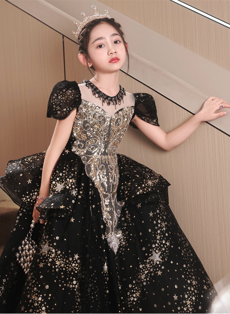 Children's evening dress princess dress girl white tail host flower girl wedding dress piano performance costume - Image 2
