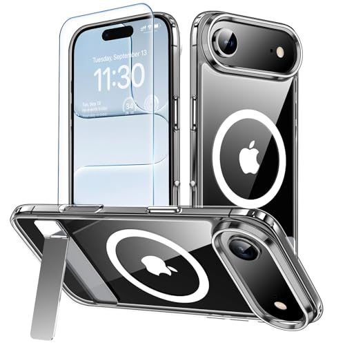 xiwxi for iPhone Air Case with Kickstand,[Compatible with Magsafe][1*Screen Protector],Military-Grade Protection & Anti-Yellowing,Magnetic Phone Case for iPhone Air,Clear - Image 1