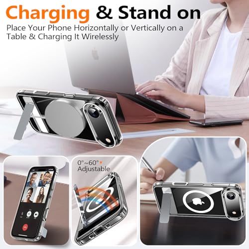 xiwxi for iPhone Air Case with Kickstand,[Compatible with Magsafe][1*Screen Protector],Military-Grade Protection & Anti-Yellowing,Magnetic Phone Case for iPhone Air,Clear - Image 3
