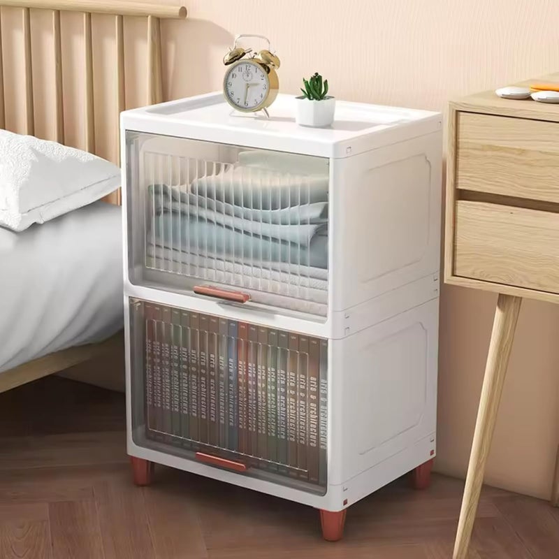 TASMAX Foldable Cloth Organisers for Cupboard Wardrobe Clothes Dresses Plastic Set of 6 CUPBOARD RACKSINGLE DOOR TRANSPARENT 2 PCS - Image 1