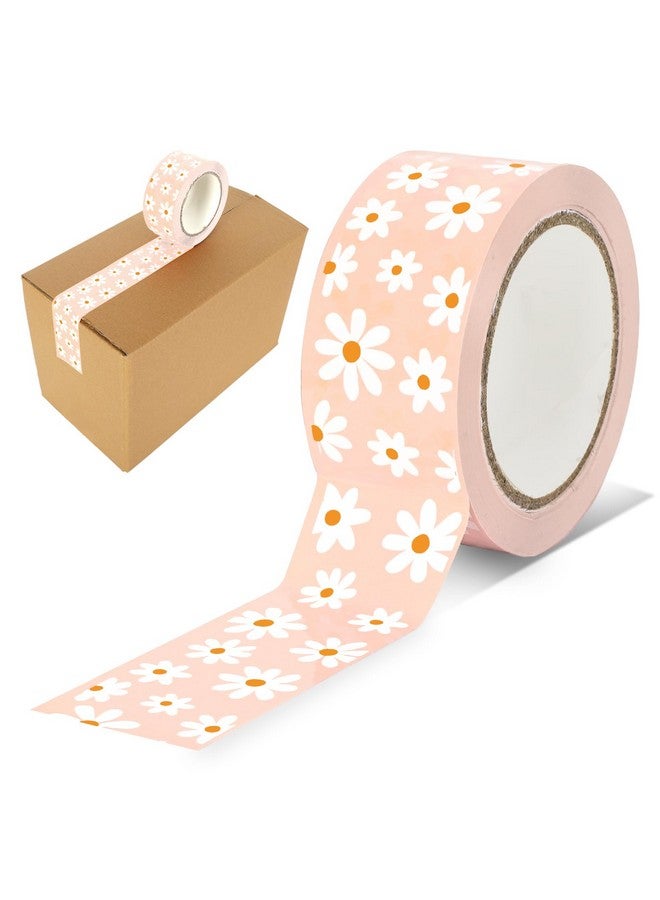 Whaline Pink Daisy Decorative Packing Tape 110 Yard Gift Boxes Wrapping Tape Shipping Tape For Diy Art Craft Small Business Sealing Boxes Mail Boxes Supplies  - Image 1