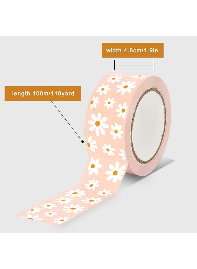 Whaline Pink Daisy Decorative Packing Tape 110 Yard Gift Boxes Wrapping Tape Shipping Tape For Diy Art Craft Small Business Sealing Boxes Mail Boxes Supplies  - Image 2