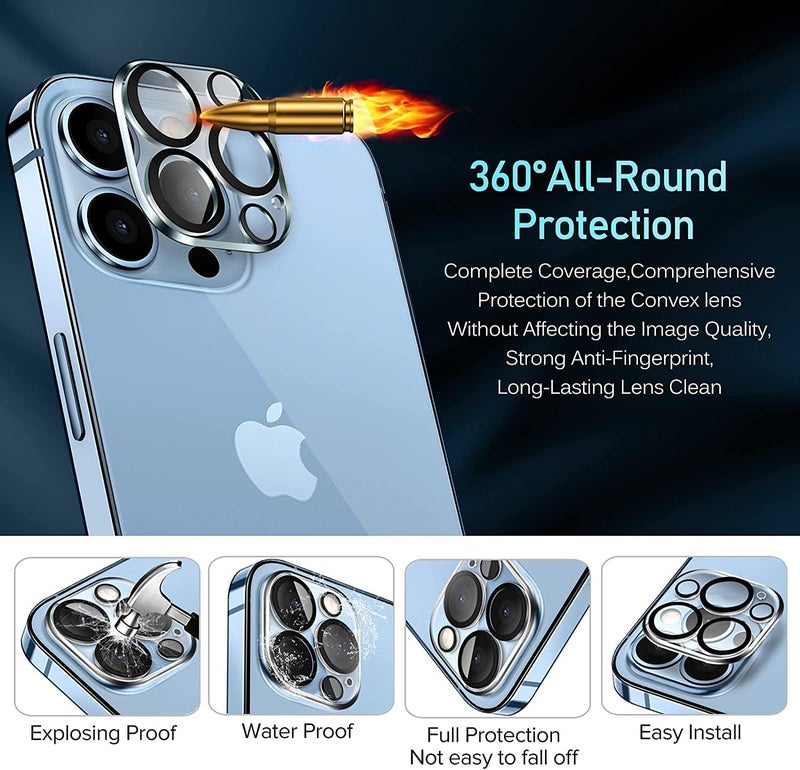 OpenTech ® Premium Camera Lens Protector Tempered Glass Compatible For iPhone 13 Pro/iPhone 13 Pro Max With Edge To Edge Coverage (Full Transparent) (Pack of Two) - Image 3
