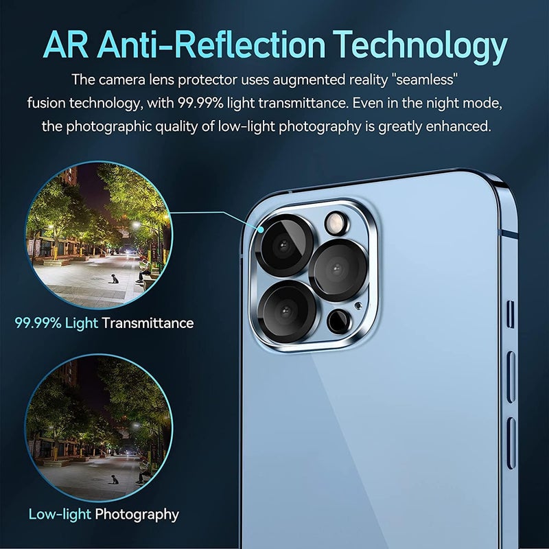 OpenTech ® Premium Camera Lens Protector Tempered Glass Compatible For iPhone 13 Pro/iPhone 13 Pro Max With Edge To Edge Coverage (Full Transparent) (Pack of Two) - Image 4