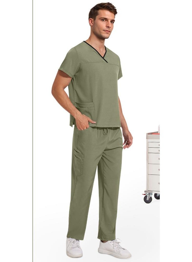 NIBEMINENT Veterinary Uniform Pet Grooming 2-piece Workwear Set Multi Colored Scrub Top Pant Nurse Unisex Scrubs Set Dental Scrub Women Men - Image 1