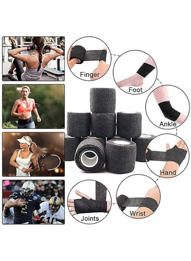 ديوتي ١٢ لفة ضمادة لاصقة ذاتية اللصق، شريط رياضي مرن يسمح بمرور الهواء، مناسب للمعصم والكاحل والركبة والإسعافات الأولية والعناية بالوشم. - Image 5