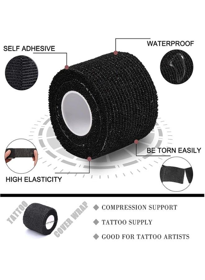 ديوتي ١٢ لفة ضمادة لاصقة ذاتية اللصق، شريط رياضي مرن يسمح بمرور الهواء، مناسب للمعصم والكاحل والركبة والإسعافات الأولية والعناية بالوشم. - Image 2