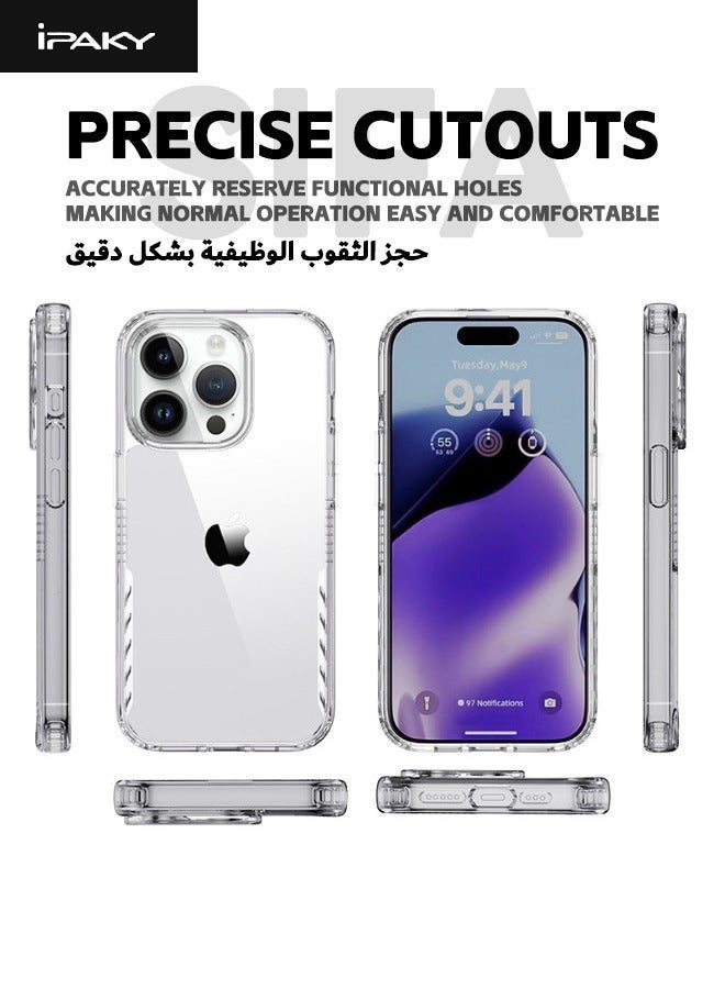 IPAKY iPhone 15 Pro Max Case, High Transparent PC Hard Backplane + TPU Soft Frame Protective Case, [Anti-Drop][Anti-Yellowing][Shockproof] Four Corner Airbag Case Cover for Apple iphone 15 Pro Max (Clear) - Image 4