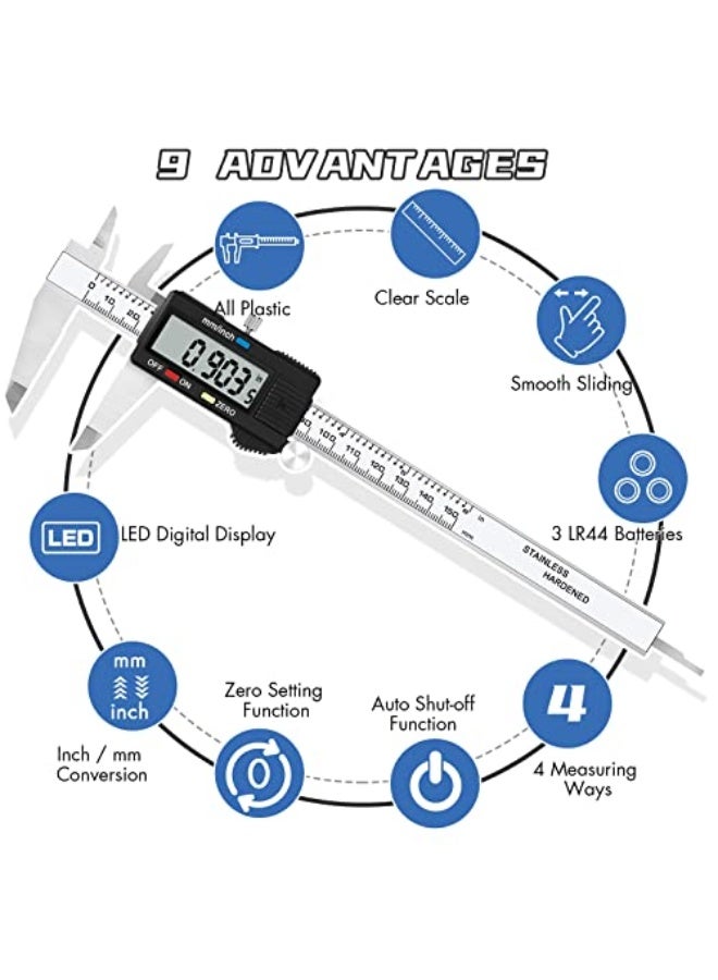EZT 150mm electronic Digital Caliper With Stainless Steel Body And IP54 Waterproof Protection Design, Auto Off Featured Vernier Caliper - Image 3