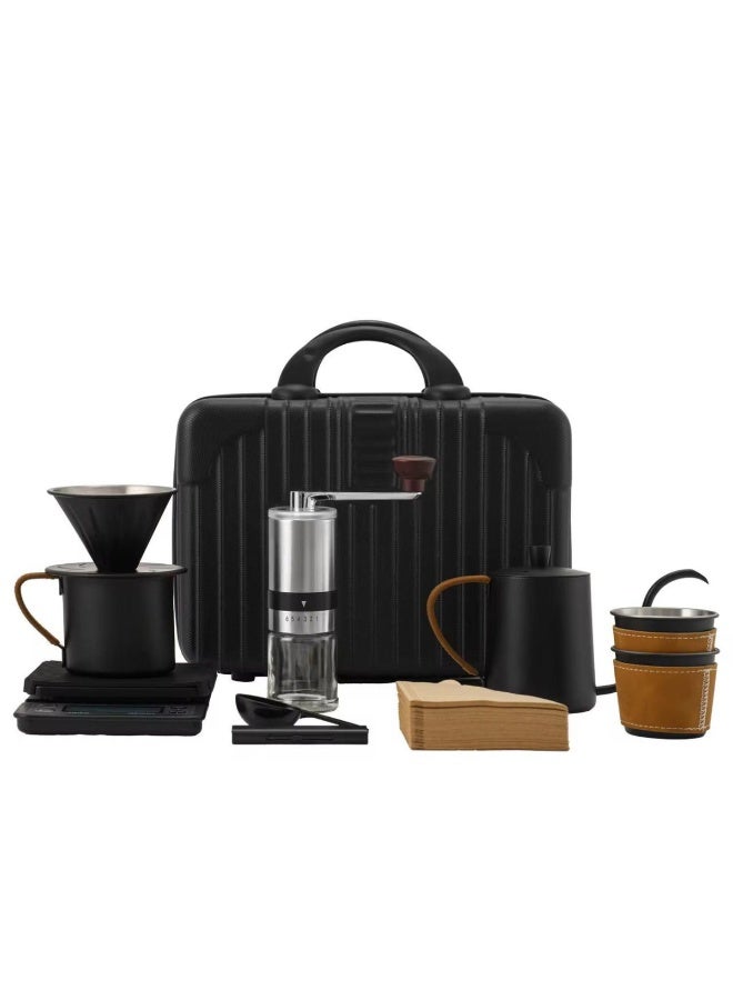 Tradeo Portable Pour Over Coffee Gift Set | 10-Piece Manual Brewing Kit with Grinder, Gooseneck Kettle, Dripper, Scale & Travel Case - Image 1