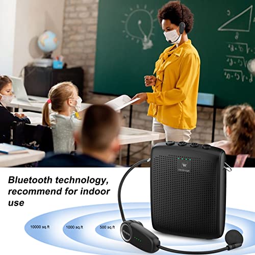 W WINBRIDGE Bluetooth Voice Amplifier For Teachers, Wireless Voice Amplifier With Bluetooth Headset Microphone, Portable Megaphone Speaker Headset System, Teacher Must Haves 15W WB002, Black - Image 2