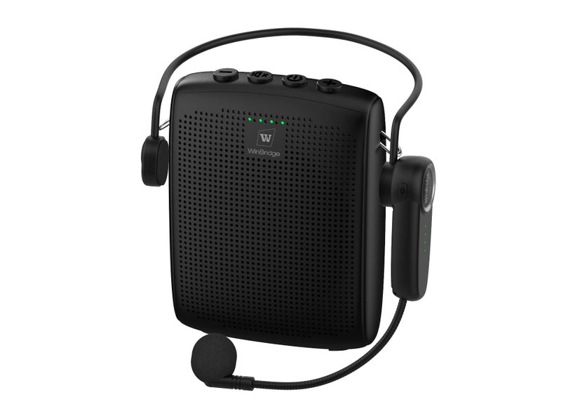 W WINBRIDGE Bluetooth Voice Amplifier For Teachers, Wireless Voice Amplifier With Bluetooth Headset Microphone, Portable Megaphone Speaker Headset System, Teacher Must Haves 15W WB002, Black - Image 1