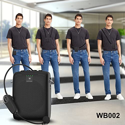 W WINBRIDGE Bluetooth Voice Amplifier For Teachers, Wireless Voice Amplifier With Bluetooth Headset Microphone, Portable Megaphone Speaker Headset System, Teacher Must Haves 15W WB002, Black - Image 4