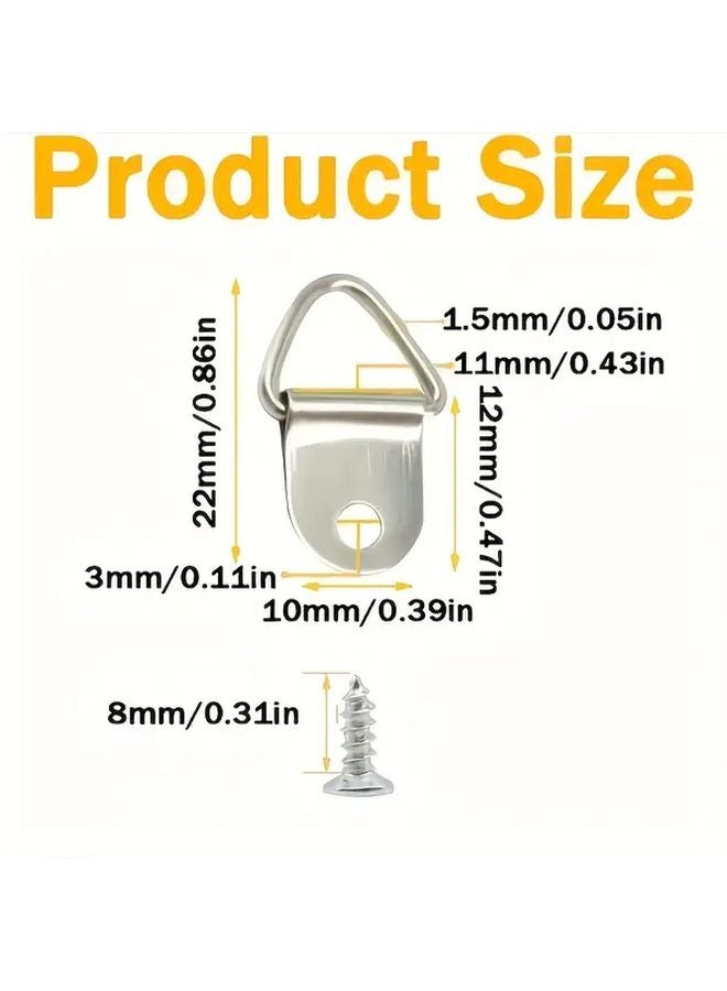 200pcs Silvery Small Hooks With Screws Triangular Metal Picture Hanging Rack Wall Mounted Photo Frame Utility Hooks - Image 4