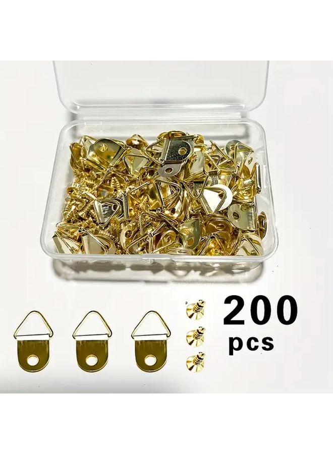 200pcs Silvery Small Hooks With Screws Triangular Metal Picture Hanging Rack Wall Mounted Photo Frame Utility Hooks - Image 3