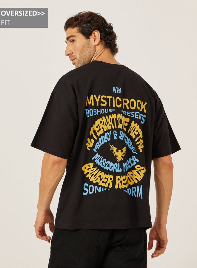 ستايلي تيشيرت أوفر سايز بطبعة شعار ستايلي خلفي - Image 1