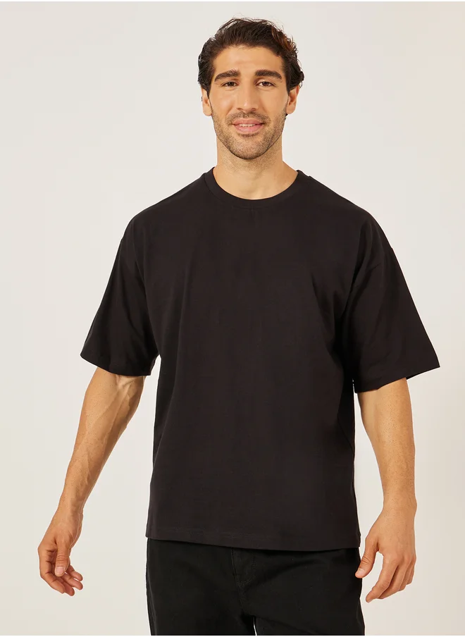 ستايلي Styli Back Slogan Print Jersey Oversized T-Shirt