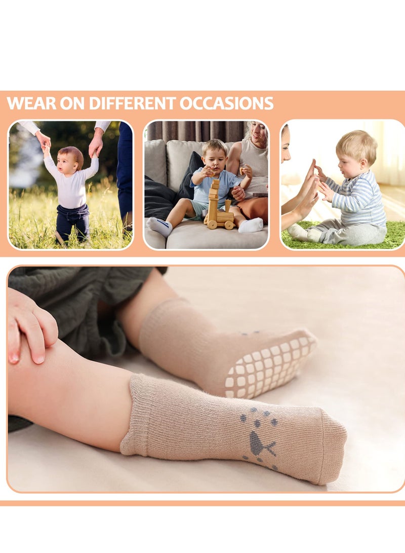 Excefore Baby Non Slip Sock, 5 Pairs Toddler Non Slip Socks, Low Cut Anti Skid Floor Socks for Kids Girls Boys - Image 2