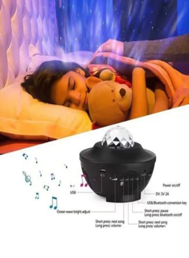 2-In-1 Star Light Projector Led Night Light with Remote Control Black/Blue 17x17x13.5cm - Image 3