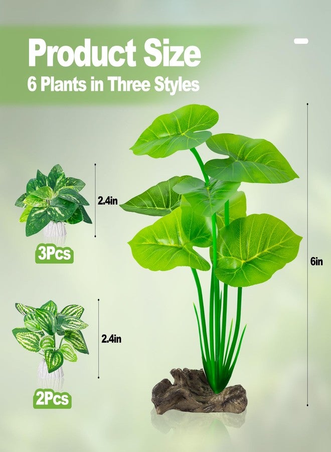 Xereooe 6 Pcs Aquarium Plants Fish Tank Decor，Artificial Driftwood with Textured Base Fish Tank Accessories Reptiles Plants Driftwood - Image 2