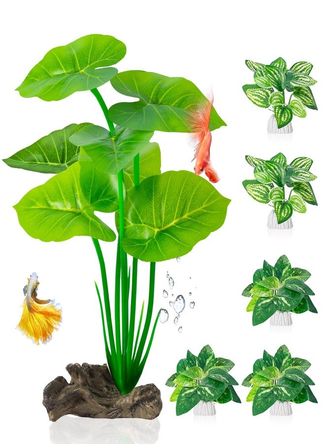 Xereooe 6 Pcs Aquarium Plants Fish Tank Decor，Artificial Driftwood with Textured Base Fish Tank Accessories Reptiles Plants Driftwood - Image 1