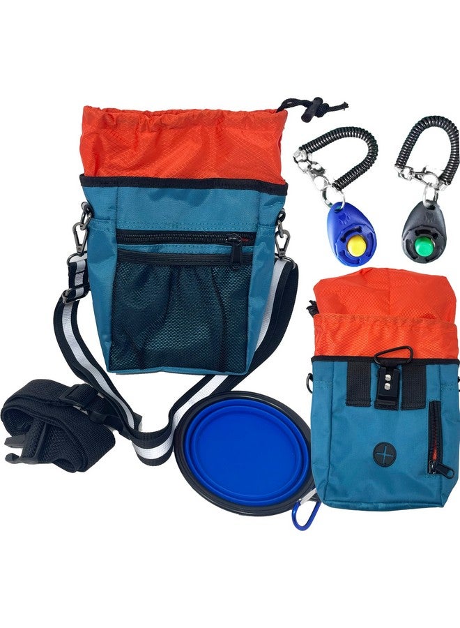 Jalousie Jalousie Dog Training Pouch with Training Clicker and Water Bowl - 5 Ways to Wear - Carry Toys, Treats for Positive Reinforcement - Built-in Poop Bag Dispenser (Teal) - Image 1
