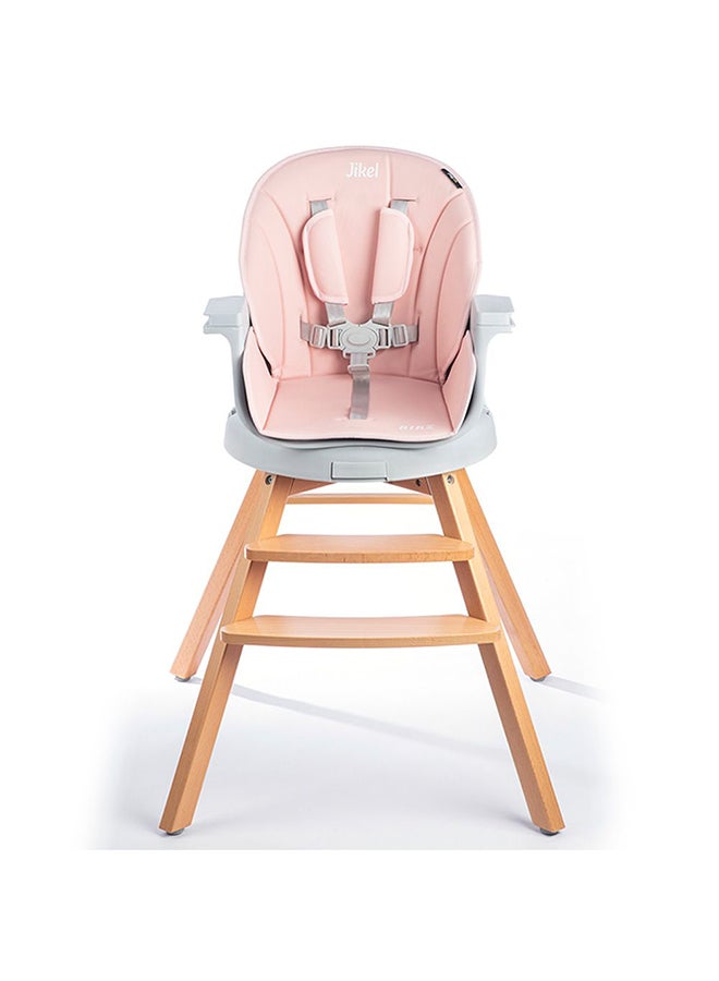 Jikel Bibz 360 Rotating Wooden Highchair - Dark Pink - Image 2