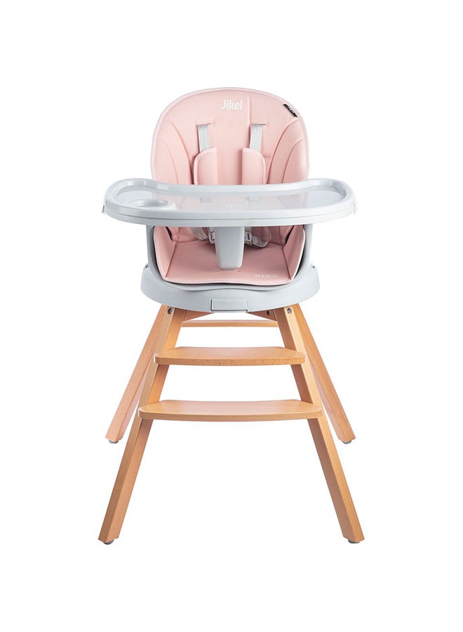 Jikel Bibz 360 Rotating Wooden Highchair - Dark Pink - Image 1