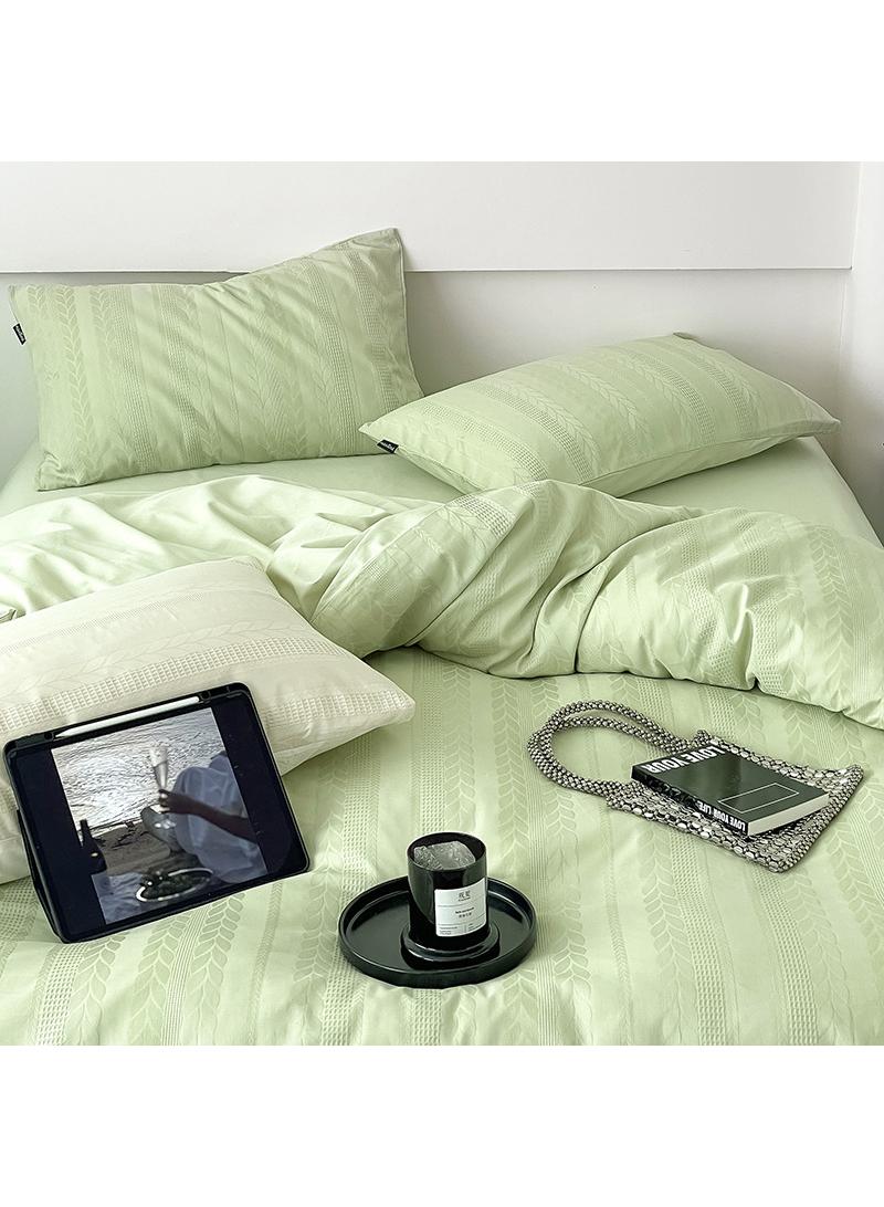 general Cotton Satin Duvet Cover Set Solid Color Striped Jacquard 4pcs Cotton 60S Soft Comforter Cover Bed Sheet Pillowcases Bedding Set - Image 1