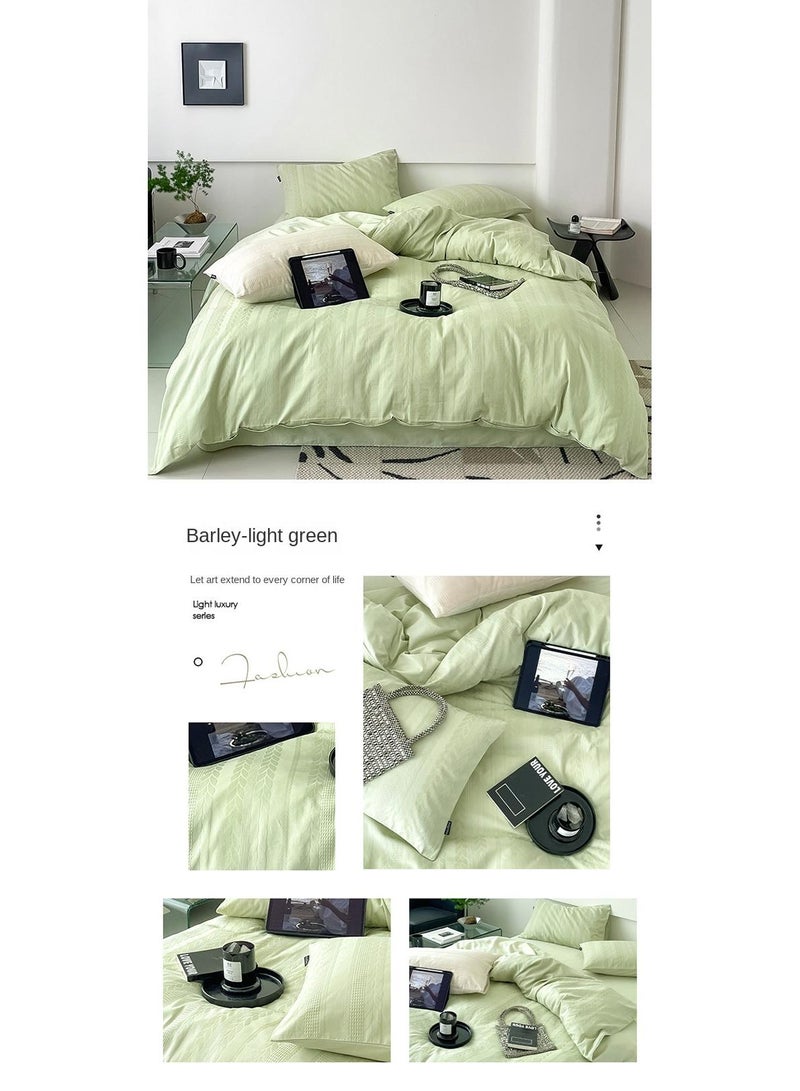 general Cotton Satin Duvet Cover Set Solid Color Striped Jacquard 4pcs Cotton 60S Soft Comforter Cover Bed Sheet Pillowcases Bedding Set - Image 2