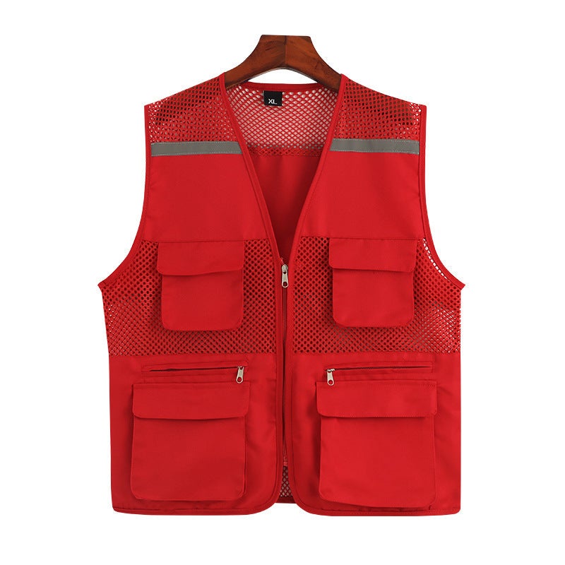 Baishi Yunda Express Work Clothes Take-Out Mesh Vest Advertising Shirt Mesh Multi-Pocket Vest Printed Logo - Image 1
