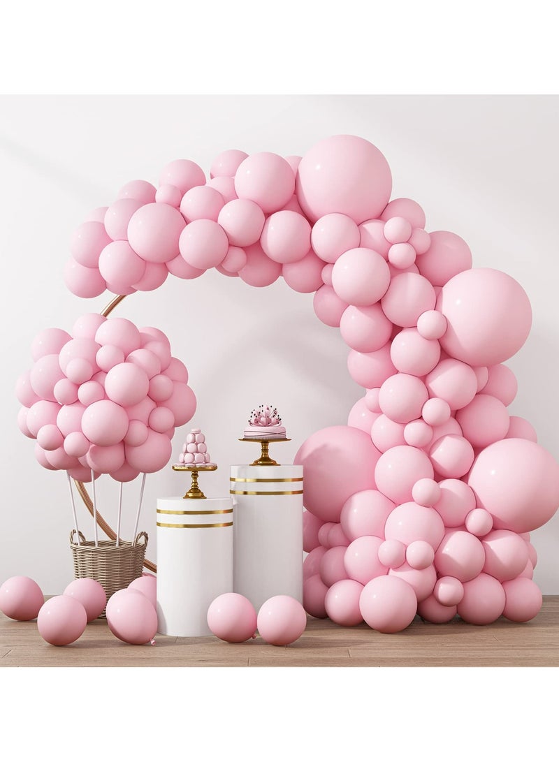 129 قطعة من بالونات الوردي الباستيل بأحجام مختلفة 18 12 10 5 بوصات لقوس الإكليل، بالونات وردية فاتحة لعيد الميلاد وعيد الحب وحفل استقبال المولود الجديد وكشف الجنس عن ديكور حفلات الزفاف - Image 1