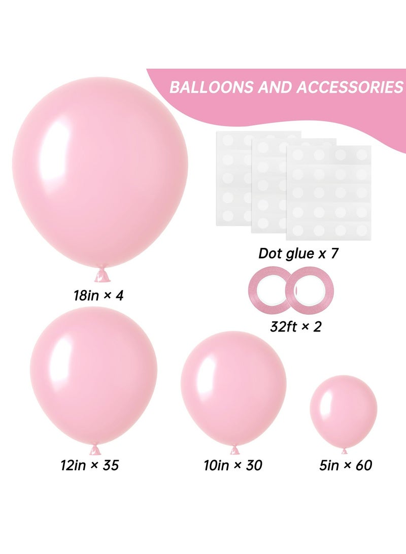 129 قطعة من بالونات الوردي الباستيل بأحجام مختلفة 18 12 10 5 بوصات لقوس الإكليل، بالونات وردية فاتحة لعيد الميلاد وعيد الحب وحفل استقبال المولود الجديد وكشف الجنس عن ديكور حفلات الزفاف - Image 2