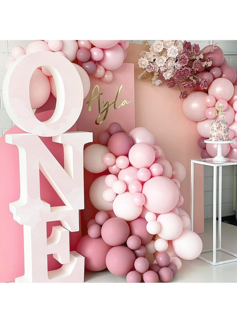 129 قطعة من بالونات الوردي الباستيل بأحجام مختلفة 18 12 10 5 بوصات لقوس الإكليل، بالونات وردية فاتحة لعيد الميلاد وعيد الحب وحفل استقبال المولود الجديد وكشف الجنس عن ديكور حفلات الزفاف - Image 5