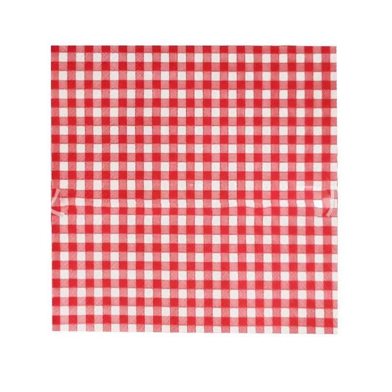 Cross-border Classic Check Printed Napkins, Colorful Gold-stamped Virgin Wood Pulp Handkerchiefs, Light Luxury Tissue Wholesale & Customization，Red