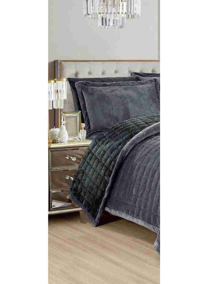 6 Pieces Winter Soft Plain Double Bedspread Set Quilt Size 240x200 cm Microfiber - Image 2