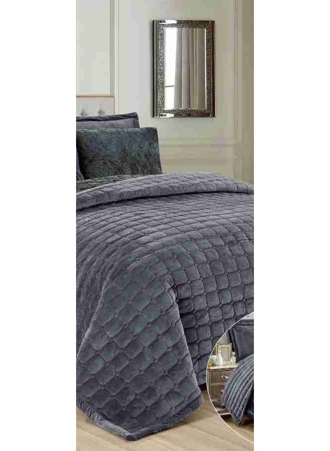 6 Pieces Winter Soft Plain Double Bedspread Set Quilt Size 240x200 cm Microfiber - Image 3