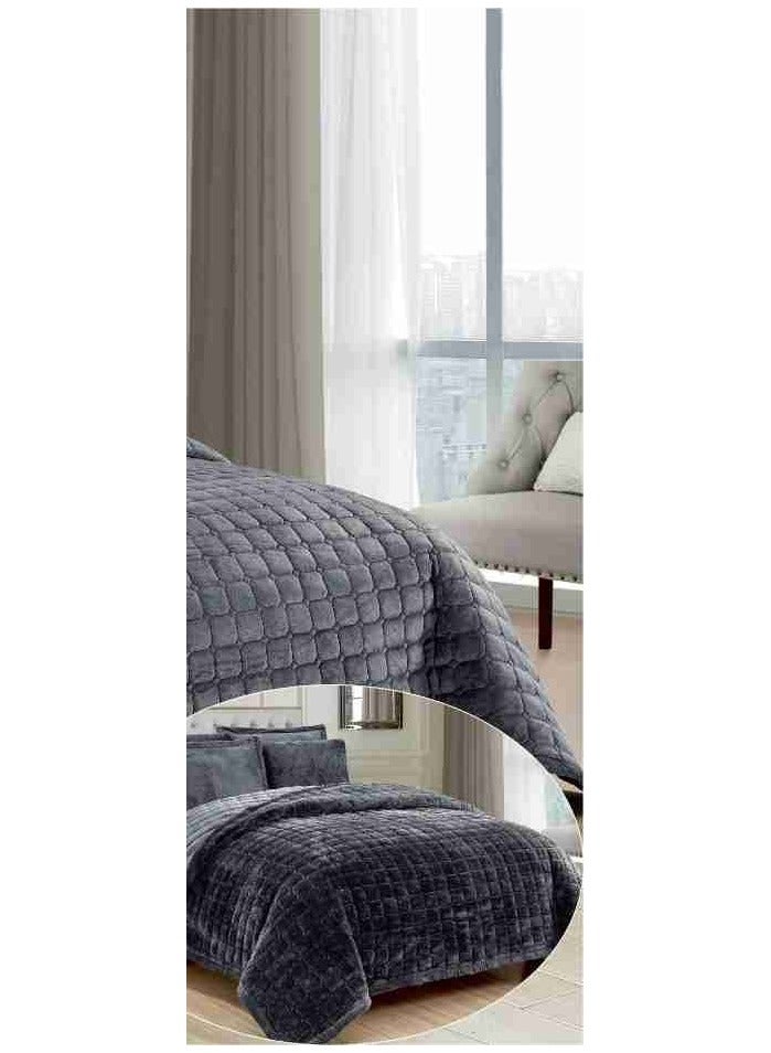 6 Pieces Winter Soft Plain Double Bedspread Set Quilt Size 240x200 cm Microfiber - Image 4