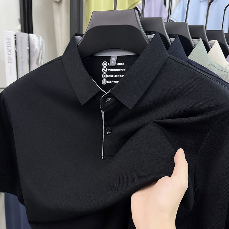 Men's Summer 2026 New Short-Sleeved Polo Shirt Spring and Summer Ice Silk Cool Breathable Casual Business Men's Top