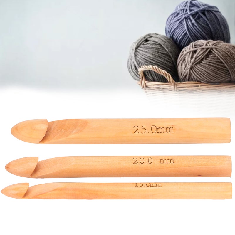 Bamboo Crochet Hook Handcrafted Knitting Needles Yarn Craft 20cm/7.9in Large Crochet HooksWhite - Image 5