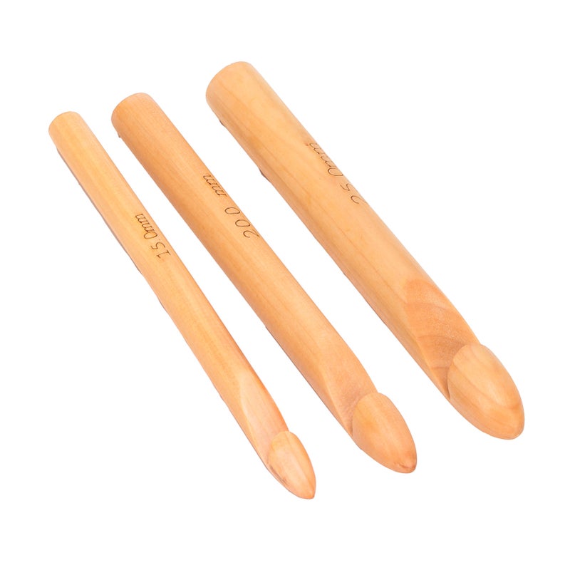 Bamboo Crochet Hook Handcrafted Knitting Needles Yarn Craft 20cm/7.9in Large Crochet HooksWhite - Image 3