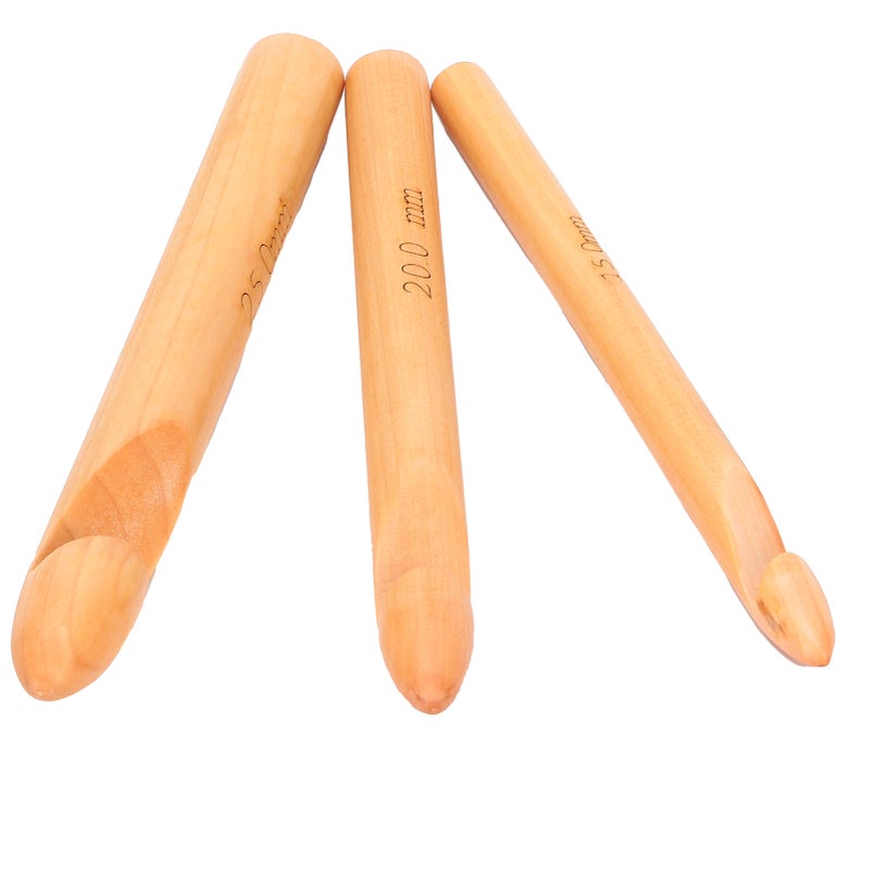 Bamboo Crochet Hook Handcrafted Knitting Needles Yarn Craft 20cm/7.9in Large Crochet HooksWhite - Image 2