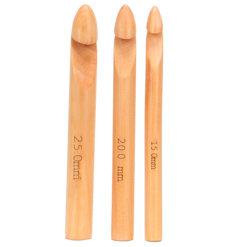 Bamboo Crochet Hook Handcrafted Knitting Needles Yarn Craft 20cm/7.9in Large Crochet HooksWhite - Image 4