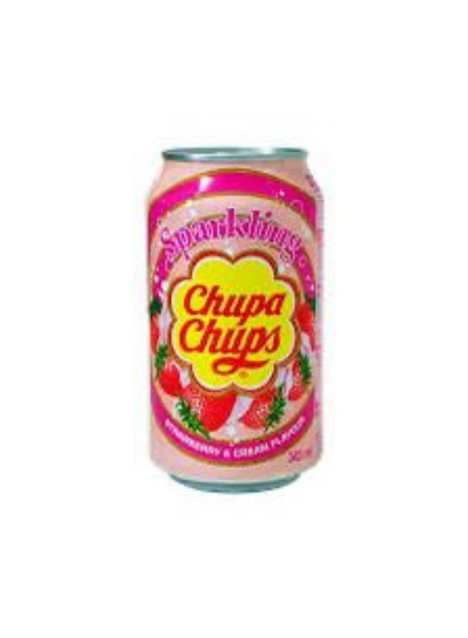 Chupa Chups Strawberry & Cream Sparkling Soft Drink 345ml