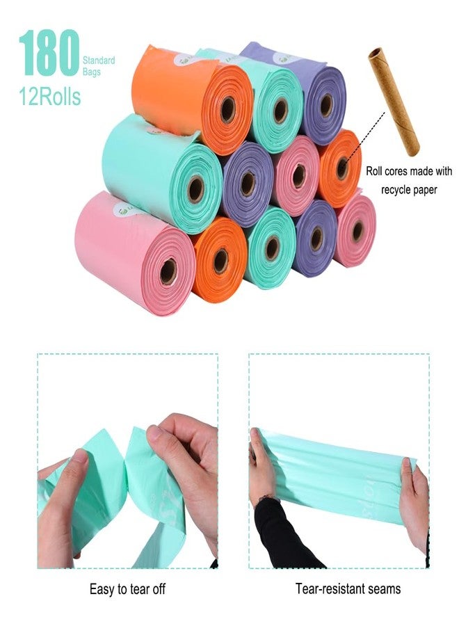 USBOO Diaper Bags Disposable for Baby, 12 Refill Rolls/180 Bags OXO-Biodegradable Waste Bags,Dirty Disposable Diaper Bags,Diaper Trash Bags,Rainbow - Image 5