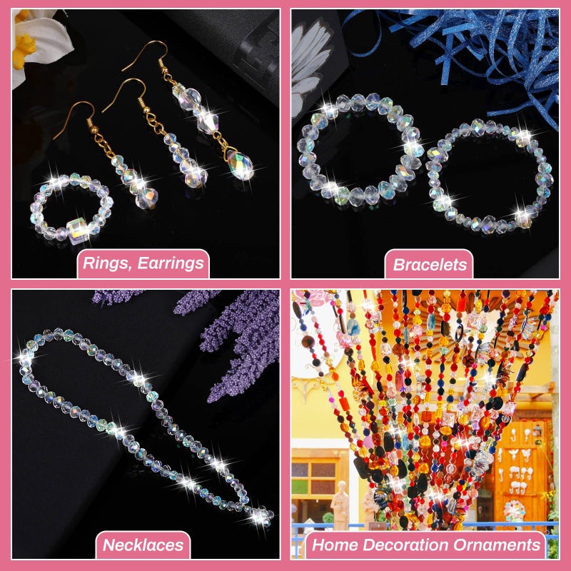 Thrilez 900 Pieces Glass Crystal Beads for Jewelry Making, Assorted Crystal Beads for Bracelets, Jewelry, DIY Crafts or Home Ornaments(Clear Crystal AB Color) - Image 5