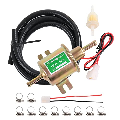 JDMSPEED Universal Electric Fuel Pump Kit 12v 3-6 PSI Low Pressure with Fuel Filters 10 Hose Clamps 6.56 FT 5/16" ID Fuel Line Replacement For Carburetor Lawn Mower Gas Diesel Transfer Pump - Image 1