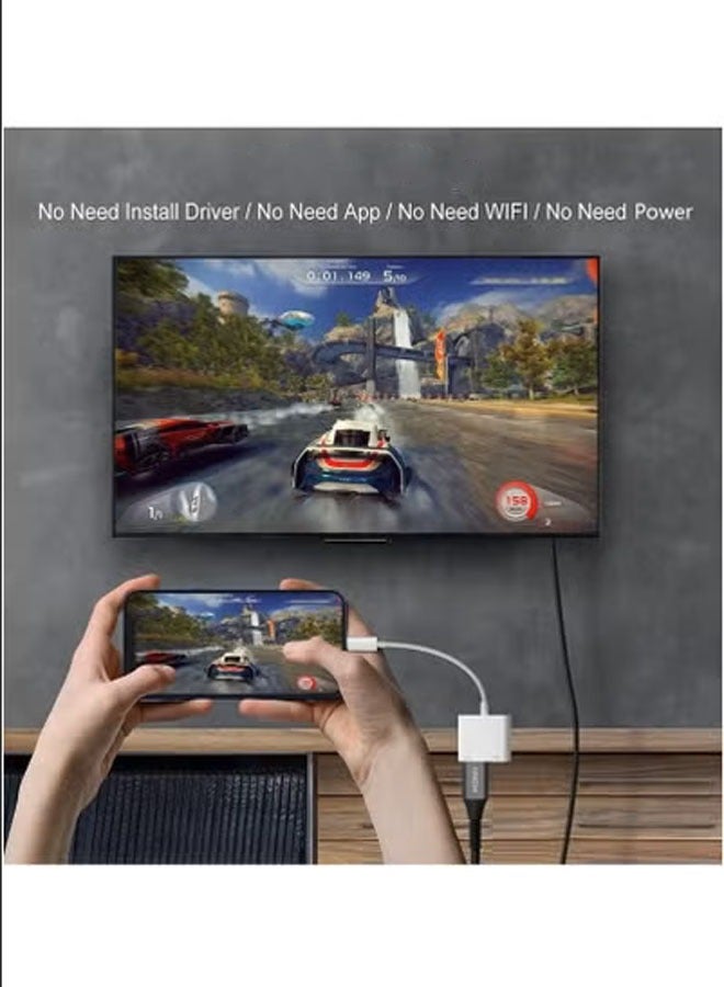 HDMI Adapter for USB-C to TV Mobile Phone, Tablet to HDMI High Definition Digital AV Adapter (no power required) Video and Audio Sync Screen Connector Compatible with Projector Monitor White  - Image 4
