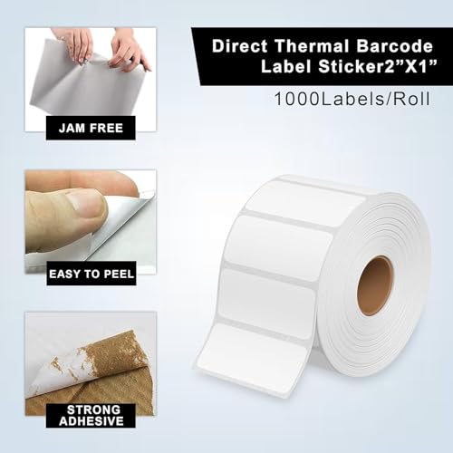 GLUN® Direct Thermal Barcode Label Sticker Size 50mm x 25mm, 5000 Labels, Pack of 5 Roll, Direct Thermal White Self Adhesive Sticker for Labeling & Barcoding - Image 3