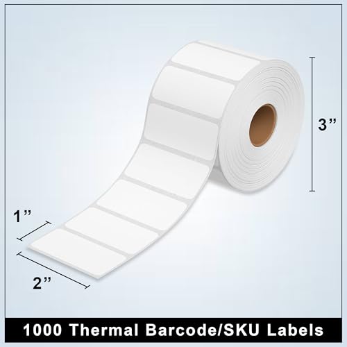 GLUN® Direct Thermal Barcode Label Sticker Size 50mm x 25mm, 5000 Labels, Pack of 5 Roll, Direct Thermal White Self Adhesive Sticker for Labeling & Barcoding - Image 2